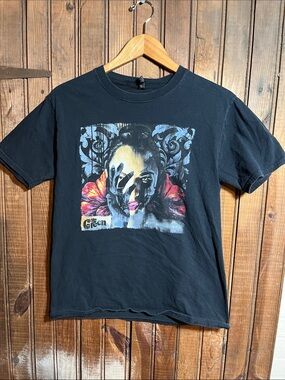 The Green T-Shirt with Floral Portrait Print